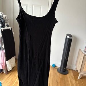 Ambiance Black Ribbed Midi Tank Dress